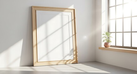 Minimalist Interior with Wooden Frame and Natural Light.
