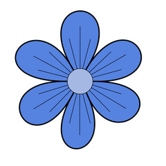 Simple Blue Flower Illustration with Six Petals
