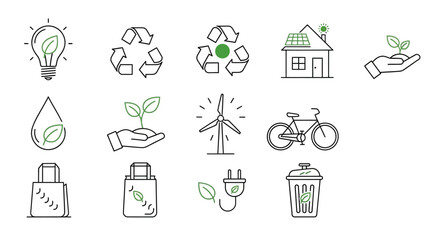 Sustainable Eco Living Icons Collection