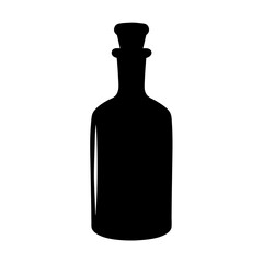 Elegant Black Silhouette of a Glass Bottle with Stopper on White