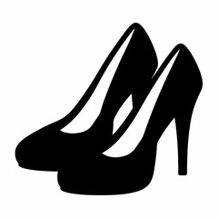 Elegant Pair of High Heel Shoes in Striking Black Silhouette