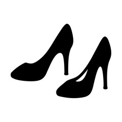 Pair of elegant black high heel shoes isolated on white background