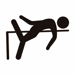 Black Silhouette Icon Depicting a Person Performing a High Jump Successfully