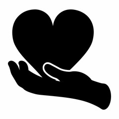 Illustration showing a hand presenting or offering a heart, symbol of love