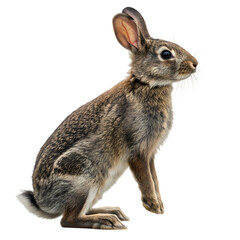 Obraz premium Adorable wild rabbit with soft fur and alert ears sits patiently, perfect for nature and wildlife projects