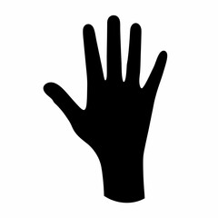 Minimalist black hand print illustration on a white background with five fingers