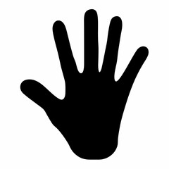 Black handprint illustration isolated on white background shows a simple, clear design