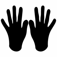 Black silhouette of two hands facing the viewer on a white background