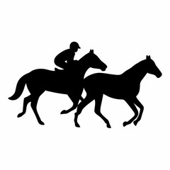 Silhouette of a horse race with a jockey and another horse