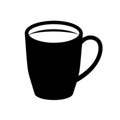 Black and white mug with coffee or tea silhouette illustration image
