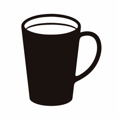 Simple minimalist black and white illustration of a coffee cup or mug