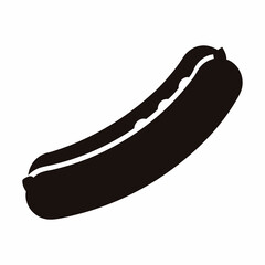 Black and white illustration of a hot dog with mustard dripping out