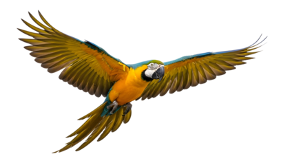 Flying Macaw Parrot Wings Spread Exotic Bird Wildlife Ornithology Concept