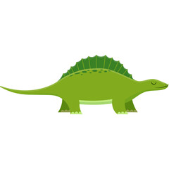 Green Dinosaur with Spikes on its Back and Closed Eyes on a White Background