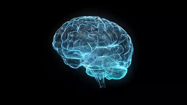 Beautiful High Quality 3D Brain Anatomy Rotation Alpha Black Chroma Key Animation Background Video Footage.