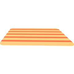 Flat Rectangular Rug With Orange And Yellow Stripes On A White Background
