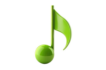 Green music note isolated on transparent background, a symbol of melody