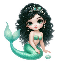 Cute Aqua Green Mermaid PNG