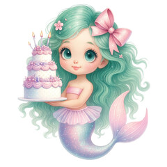 Cute Aqua Green Mermaid PNG