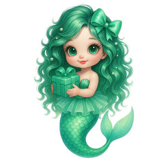 Cute Aqua Green Mermaid PNG
