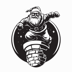 Festive Santa Claus Chimney Logo Design on white background