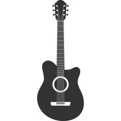 Obraz premium Acoustic Guitar Silhouette Isolated On White Background With Transparent Background For Design