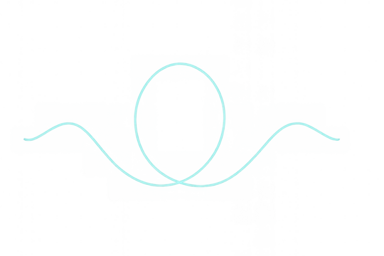 Glowing neon line creating a dynamic wavy loop, abstract light effect, transparent background for design