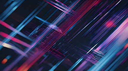Abstract geometric patterns and light trails in modern tech aesthetic.	
