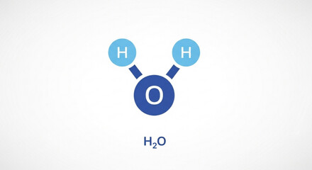 Simplified illustration depicting the molecular structure of a water molecule, H2O.