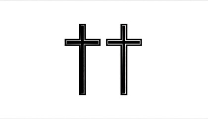 Two Simple Black Christian Cross Symbols Side by Side.
