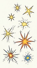 Sparkling Starbursts - A Collection of Hand-Drawn Celestial Explosions.