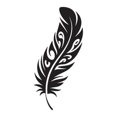 Obraz premium Decorative Feather Vector Silhouette - Tribal Style Bird Plume Illustration
