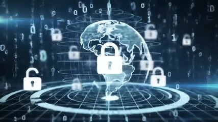 Digital globe with locks and binary code - Powered by Adobe