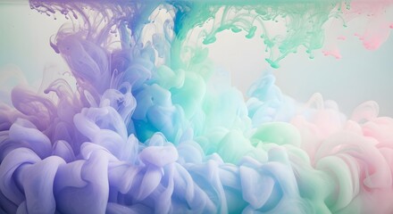 Obraz premium Pastel Rainbow Cloud Ethereal Smoke and Colorful Swirls in Dreamy Abstract Design