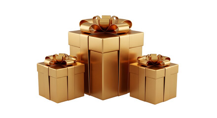 Gold Gift Box Presents Luxury Birthday Holiday Celebration Decoration