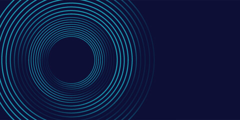 Abstract blue glowing geometric lines on dark blue background. Modern shiny blue circle lines pattern. Futuristic technology concept. Suit for cover, poster, banner, brochure, header, website. eps 10