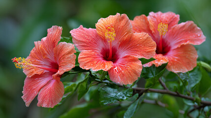 Obraz premium Brightly colored hibiscus inflorescences