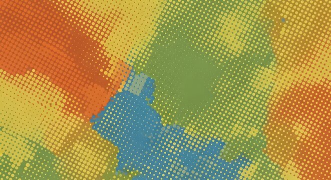 Vibrant pop art inspired background featuring a retro halftone screen effect, creating a dynamic and colorful abstract texture