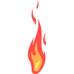 Animated Stylized Orange Red Flame Icon with Yellow Glow on Transparent Background