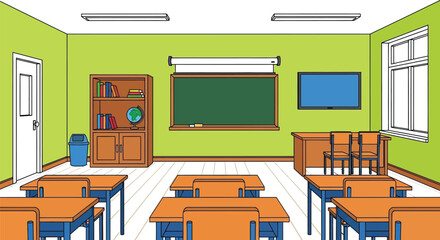 Classroom illustration school interior design learning space