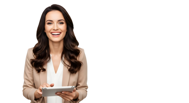 Smiling Businesswoman Tablet Professional Corporate Woman Entrepreneur Success