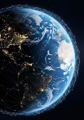 Obraz premium Planet earth from space with glowing city lights at night