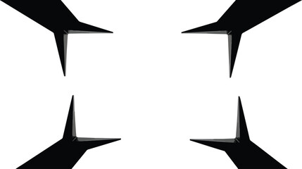 Abstract geometric shape simple black design element isolated on white background