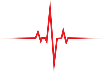 Red heartbeat pulse line vector illustration for medical or health concept isolated on white backgro