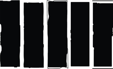 Set of abstract black rectangle shapes rough edges vector design element for graphic design projects