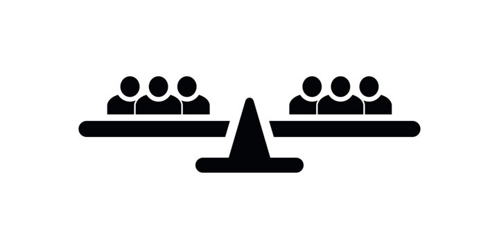 Balanced People Scale Icon, Equality Symbol, Social Justice Vector for UI