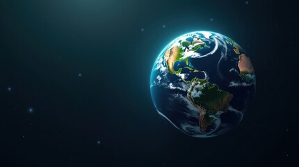 Fototapeta premium Glowing earth orbiting in deep space with stars