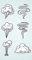 Cartoon Smoke and Steam Collection - Hand-Drawn Effects for Creative Projects.