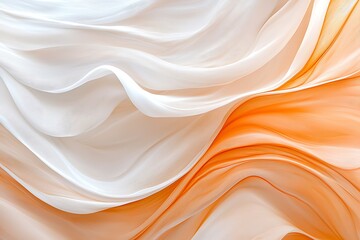 Obraz premium Soft Flowing Silk Fabric in White and Orange Hues for Elegant Backgrounds and Designs