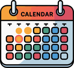 Fototapeta premium Colorful calendar with marked days in orange and red date month vector illustration EPS file download. 